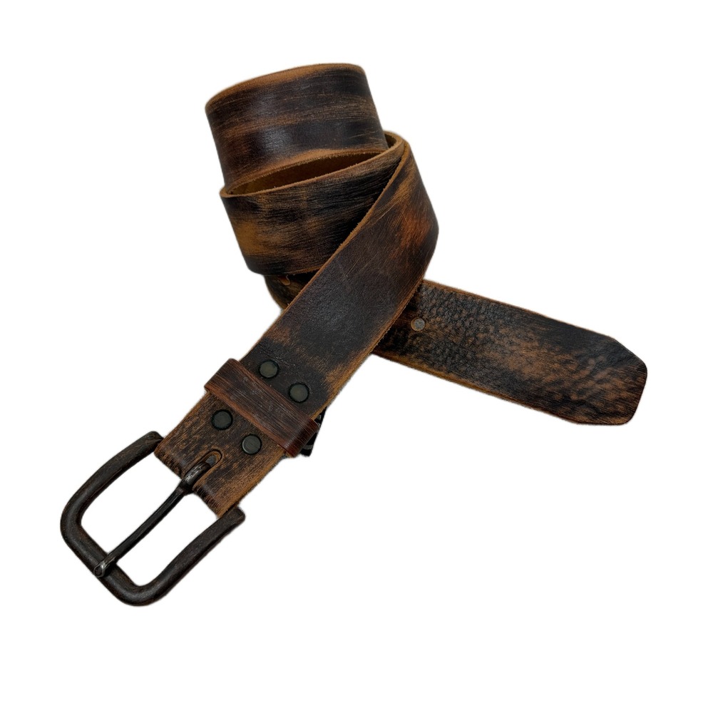 Brave Beltworks Belt Mens 38 Brown Distressed Leather Single Prong Buckle
